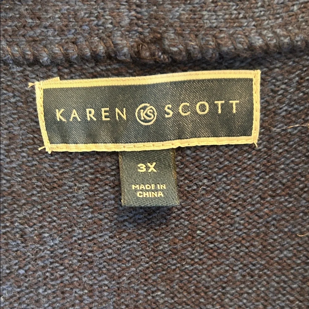 Karen Scott Deep Blue Open Front Cardigan - Picture 2 of 4